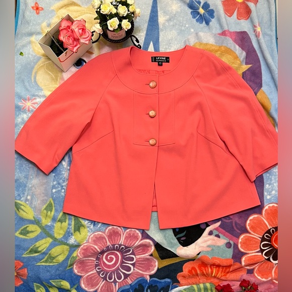 Ladies plus Larry Levine classics 20W coral blazer - Picture 2 of 14